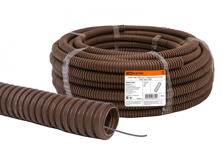 TDM ELECTRIC SQ0401-0043 Труба гофр.ПВХ d 25 с зондом (25 м) легкая "ЭКО" (бук) TDM